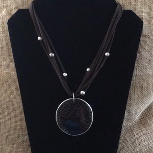 Silpada Brown Leather Pen Shell Necklace